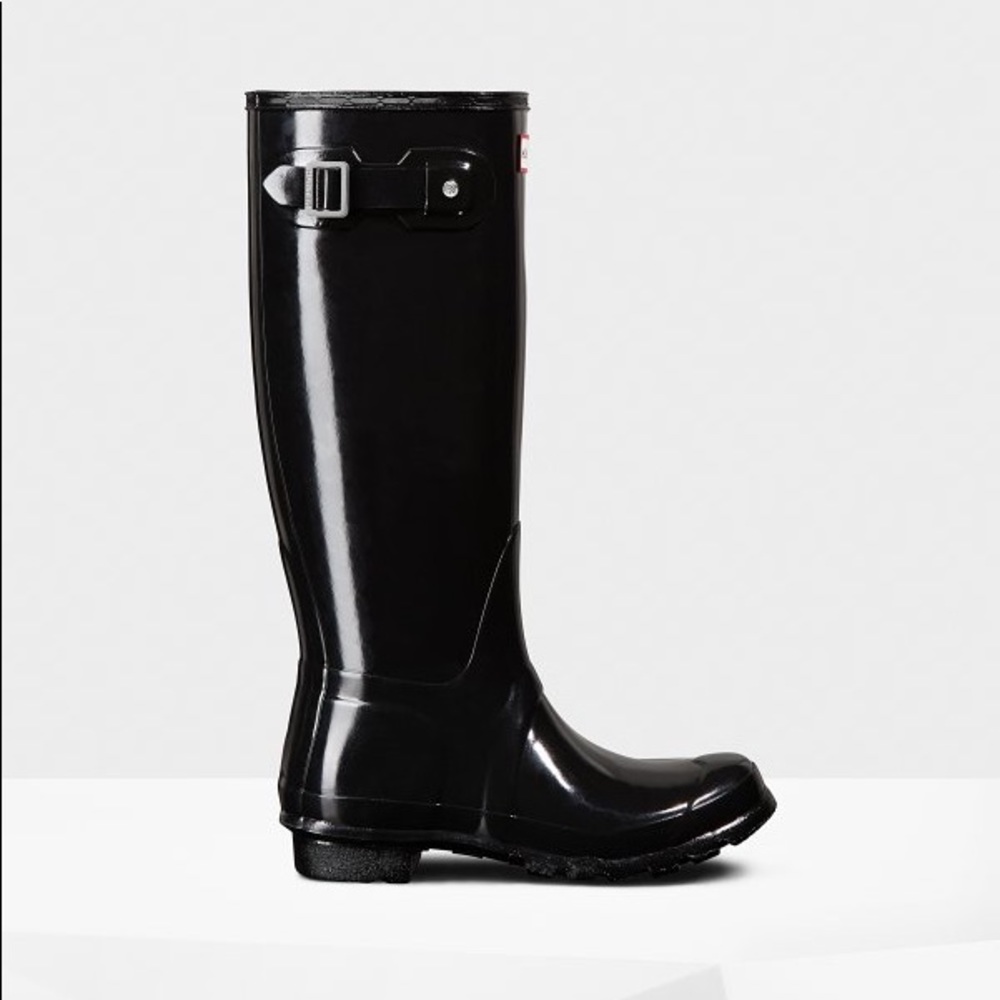 Tall Hunter Boots Glossy Black - Size 7/8